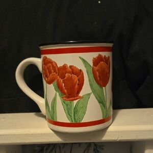 Vintage Flowers Balloons 1991 Jane Bowen Red Tulip Coffee Mug #667600